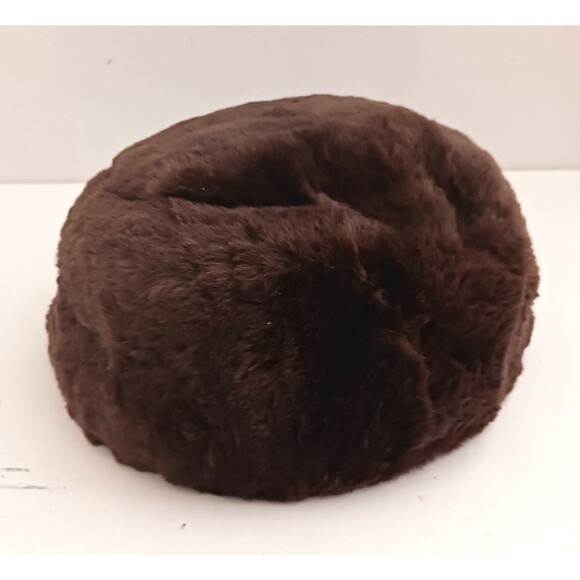 VTG 50s Macys Little Shop Pillbox Hat Brown Sheared Rabbit Fur O/S main image 4